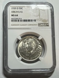 1939-D Arkansas Centennial Commemorative Half Dollar NGC MS64 Key Date - Picture 1 of 4