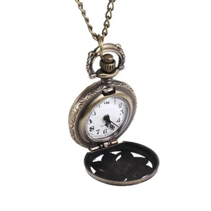Moda Vintage Retro Bronce Cuarzo Reloj Cadena Colgante Collar (loto) P1M5 - Imagen 1 de 7