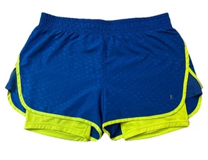Danskin Now Womens Shorts Small (4-6) Royal Blue W/ Neon Yellow Lined  Athletic - Picture 1 of 9