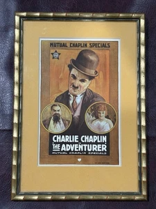Poster vintage 1917 Charlie Chaplin "L'avventuriero" litografia incorniciata originale - Foto 1 di 7