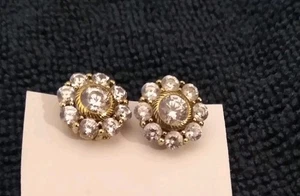 Sterling Silver 925 JUDITH RIPKA CZ Braided Silver/GoldFloral Post/Clip Earrings - Picture 1 of 5