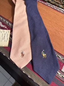 2 corbatas vintage de polo de Ralph Lauren hechas a mano para hombre (1 es nuevo) - Imagen 1 de 10