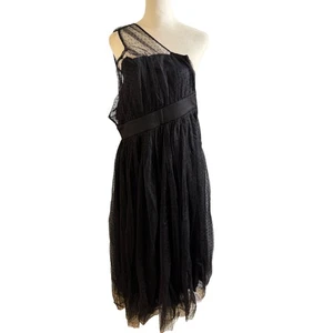 ModCloth Dress Women's Small Black Polka Dot Tulle One Shoulder Party Dress - Picture 1 of 10