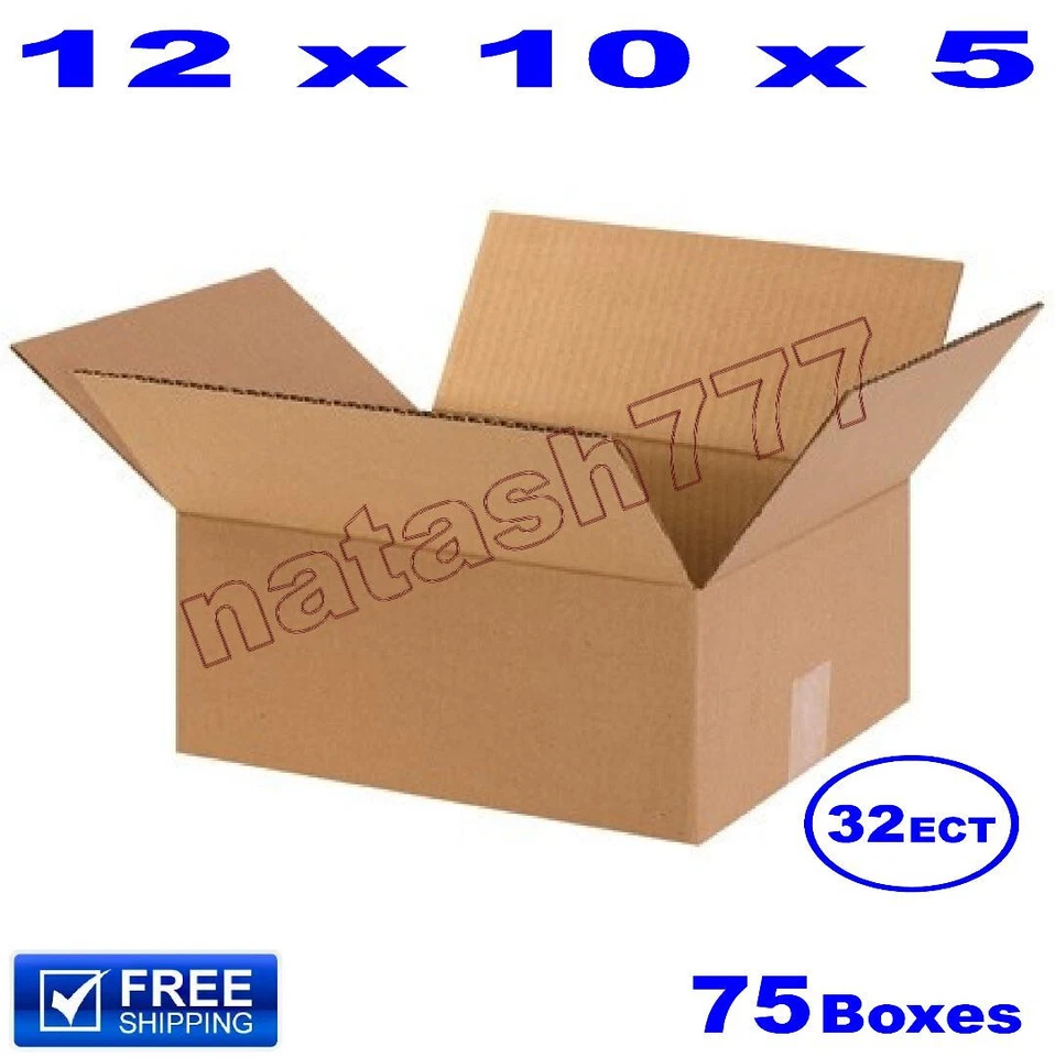 75 - 12x10x5 Cardboard Boxes Mailing Packing Shipping Moving Corrugated Carton - Image 1 of 1