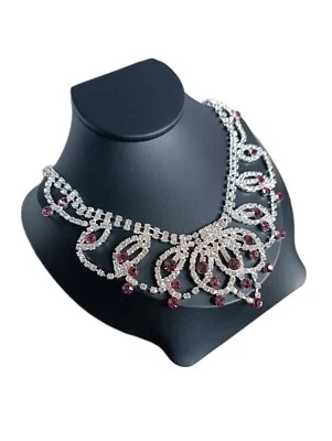 KETTE  Statement Collier Lila/Klar Ornament Aluminium Modeschmuck  - Bild 1 von 3