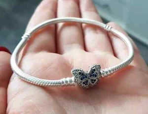 EDLES ARMBAND 925 SILBER Charm Murano Sicherheitskette Anhänger Pandora ZIRKONIA - Bild 1 von 3