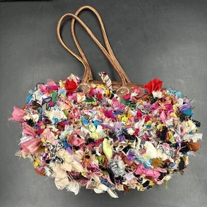 Bolso de mano con cinta de trapo tejido de bambú viaje vacaciones festival retro - Imagen 1 de 6