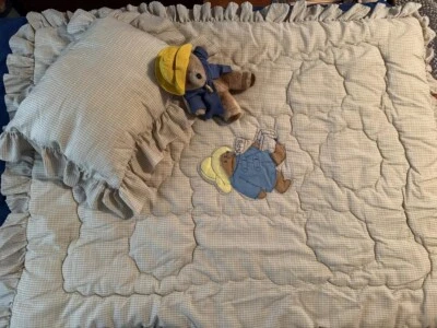 Edredón, almohada y peluche de oso de peluche de colección Quiltex Paddington años 80 juguetes Edén Foto 1 de 4