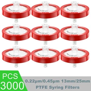 3000pcs PTFE Membrane Syringe Filters 13mm/25mm Diameter 0.22um/0.45μm Pore Size - Picture 1 of 26
