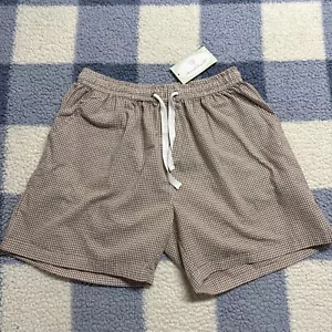 Keren Hart Shorts 54002 Taupe NWT Brown Plaid Box $47 Msrp Size M? - Picture 1 of 8