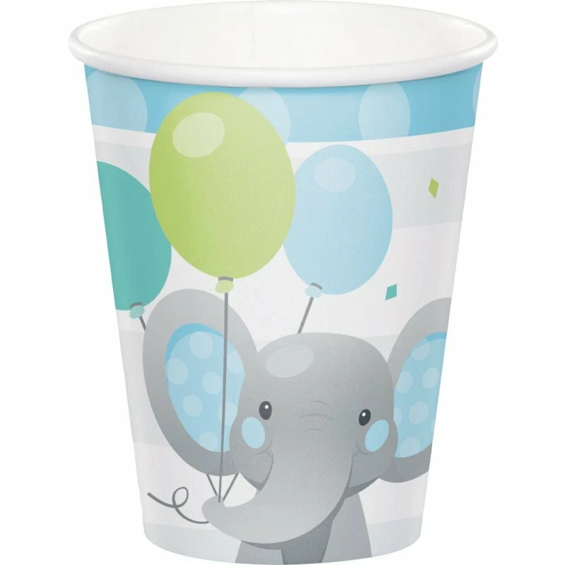 Baby Shower Party Supplies Enchanting Elephant Paper Cups Blue 8 Pack Birthday - Image 1 of 1