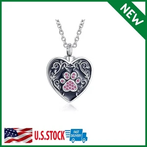 Dog Cat Pet Cremation Urn Necklace for Ashes Jewelry Crystal Keepsake Memorial A - Picture 1 of 7