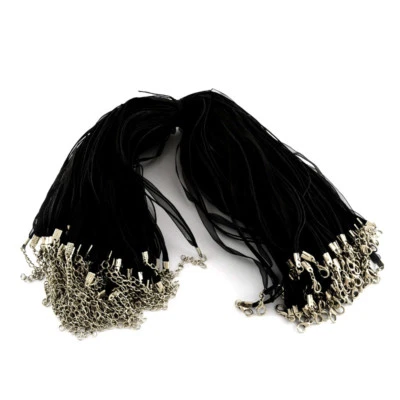 100 Multi-Strand Waxed Cord Necklace Bases Organza Ribbon Lobster Clasp 17.7" - image 1 of 4