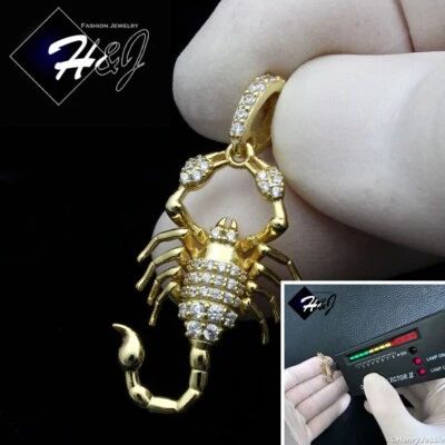 PLATA ESTERLINA 925 ICY BLING MOISSANITA CHAPADO EN ORO 3D COLGANTE ESCORPIÓN*MGP523 Foto 1 de 4