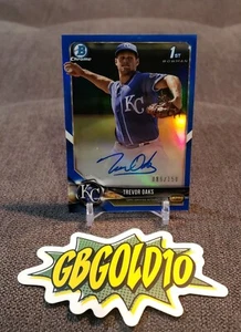 2018 Bowman Chrome Trevor Oaks 1st Bowman Blue Refractor Auto #'d /150 Royals RC - Picture 1 of 3