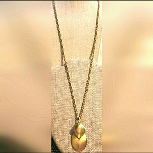 Express 2000s Vintage Gold Necklace Rope Chain Heavy Metal Abstract Pendant MN95