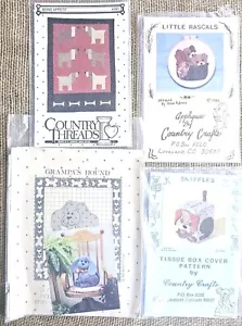 4 New Vintage 1980s Dog Quilt Applique Sewing Patterns - Picture 1 of 5