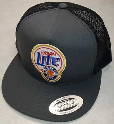 Miller Lite Beer Patch Trucker Hat / YP Classics 6006 Charcoal/Black  - Image 1 of 4