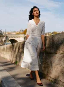 Candy Cotton White Casual Midi Dress Size Small - Picture 1 of 8
