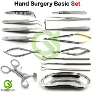 Basic Hand Chirurgie Tablett Set Mikro Dissektionsschere Pinzette Klemme Pinzette - Bild 1 von 13