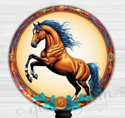 Porta Insignia Caballo, Carrete Insignia Caballo Saltador, Caballo Occidental Retráctil 6581 Foto 1 de 4