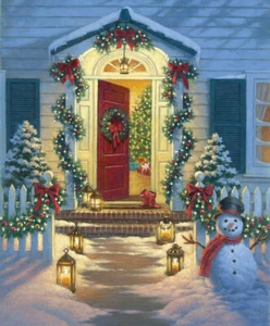 36" X 44" Panel Snowman Snowmen Christmas Tree Cotton Fabric D585.49 - Picture 1 of 1