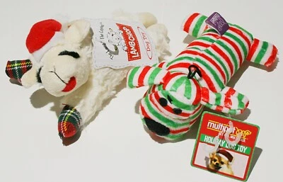 NWT Multipet Dog Toys Lambchop & Striped Dog Christmas Holiday Plush Squeaky - Image 1 of 3