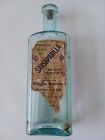 Antique Blue/Green Sarsaparilla Bottle w/Partial Label and Cork #902 EUC 8.75"H