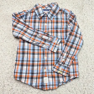 Carters Boys Top sz 6 Orange Blue Plaid Lightweight Short Sleeve Button Up - Picture 1 of 13