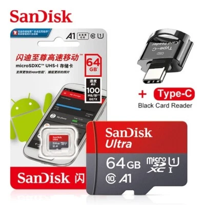 SanDisk Ultra Micro SD Card 64GB Class 10 SDHC SDXC TF Memory .free Card Reader. - Image 1 of 4