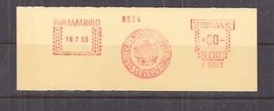 SURINAME, Meter, 1953 Francotyp, Proof strike on piece, Paramaribo, F 003. 00 - Picture 1 of 1