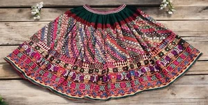 Boho Ethnic Gypsy Kuchi Tribal India Belly Dance Embroidery Banjara Rabari Skirt - Picture 1 of 5
