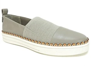 Zapatillas sin cordones Via Spiga Ora para mujer de cuero gris escarcha talla 9,5 M - Imagen 1 de 6