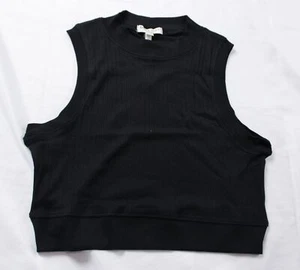 Brave Soul Women's Solid Ribbed high Neck Cropped Vest JL3 Black Large - Picture 1 of 3