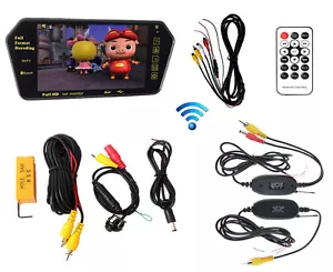 7" Bluetooth MP5 Car Rearview Monitor Wireless Parking Reverse Backup Camera Kit - Picture 1 of 12
