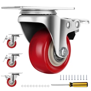 4 Pack Caster Wheel Set With Dual Locking Brakes 2 Inch 360° Swivel Castor Wheel - Picture 1 of 8