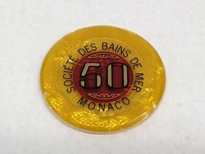 PRINCIPALITY OF MONACO SOCIETE DES BAINS DE MER VINTAGE CASINO CHIP 50 FRANCS - Picture 1 of 3