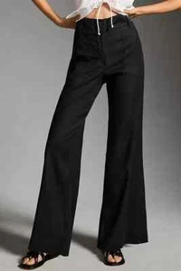 Anthropologie Maeve 4 The Naomi Wide-Leg Flare Pants Black NWT - Picture 1 of 9