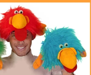 Funny Bird Hat Faux Fur Red Or Blue Festival Fancy Dress New - Picture 1 of 5