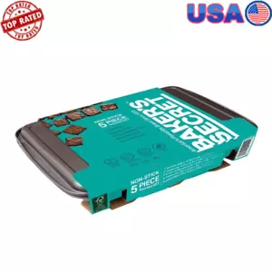 Bakers 5-Piece Baking Tray Nonstick Carbon Steel Stackable Non Stick Coating New - Picture 1 of 5