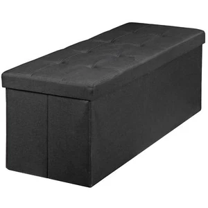 43" Folding Storage Ottoman Bench Storage Chest Footrest with Padded Seat Black - Picture 1 of 14