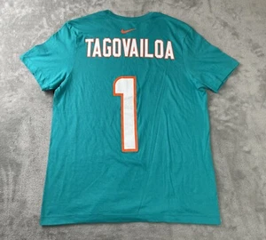 Tua Tagovailoa Nike Tee NFL Jersey T Shirt Miami Dolphins M / L #1 Teal Blue - Picture 1 of 10
