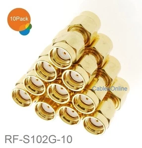 10-Pack RP-SMA Male to Male Gold Plated Coupler Gender Changer, RF-S102G-10 - Picture 1 of 3