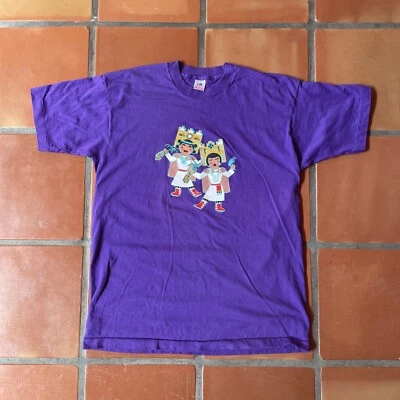 Camiseta roxa vintage Fruit Of The Loom masculina GG feita nos EUA nativa americana 1993 - Imagem 1 de 4