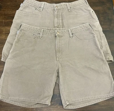 (2) Carhartt Shorts Womens 18 Green Cotton Duck Canvas Heavyweight Work WB190 36 - Image 1 of 4