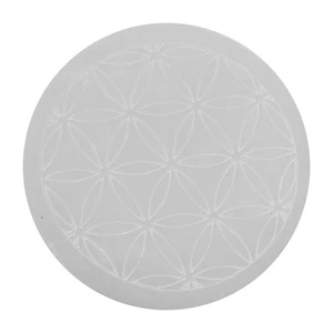 Selenit Untersetzer 170–200g | Blume des Lebens Glasuntersetzer Ø 8,5 cm Marokko - Bild 1 von 2