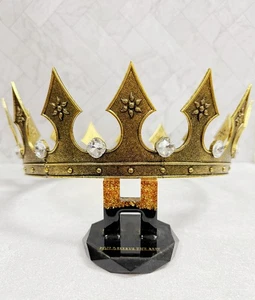 Regal Gold Crown, Royal Renaissance Crown, Medieval Costume, Clear Stone Crown - Picture 1 of 8