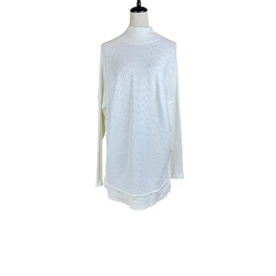 We the Free S Mock Neck Full Length Flowy Long Sleeve White Tunic Top - Image 1 of 4