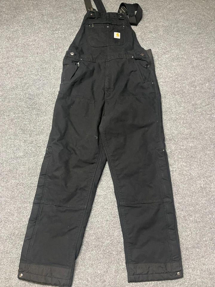 Mono con tirantes Carhartt doble rodilla para hombre grande alto negro aislado suelto 104031 Foto 1 de 4