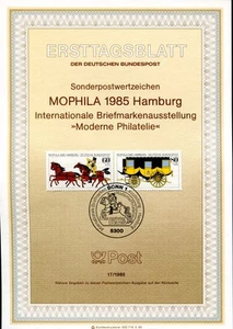 1985 Germany. Mophilia, Horses & Mail Coach. FDC. Ersttagsblatt 17/1985 - Picture 1 of 1